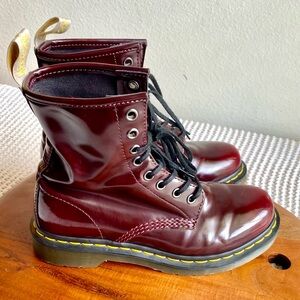 SOLD Dr. Martens Vegan 1460 Boots in Cherry Red Oxford Rub-Off Finish